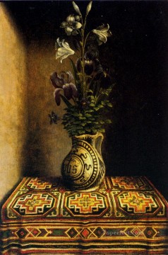 クラシックフラワー Painting - マリアン フラワーピース オランダの宗教画家 ハンス メムリンクの花